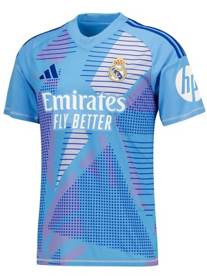 Real Madrid maglia portiere casa celeste uniforme calcio abbigliamento sportivo uomo kit calcio maglia superiore 2024-2025