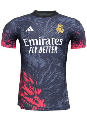 Real Madrid maglia speciale del uniforme da calcio del drago nero edizione giocatore maglia sportiva da calcio da uomo 2024-2025