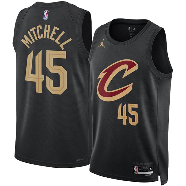 Cleveland Cavaliers maglia Donovan Mitchell da uomo basket 45 uniforme nera swingman maglia in edizione limitata 2023