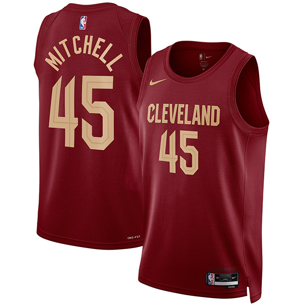 Cleveland Cavaliers Maglia Donovan Mitchell da uomo basket 45 uniforme rossa swingman maglia in edizione limitata 2023