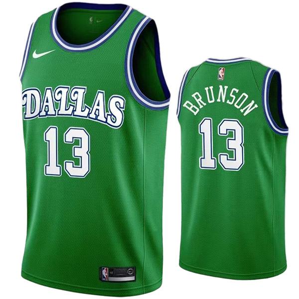 Dallas Mavericks 13 Brunson maglia divisa da basket retrò da città verde swingman kit in edizione limitata 2022
