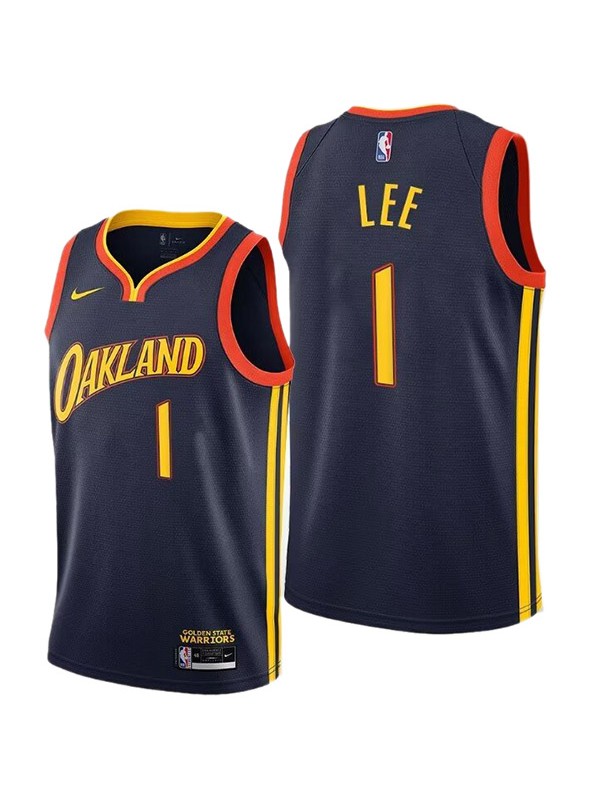 Golden State Warriors Damion Lee 1 jersey men's navy basketball uniform swingman kit limited edition vest