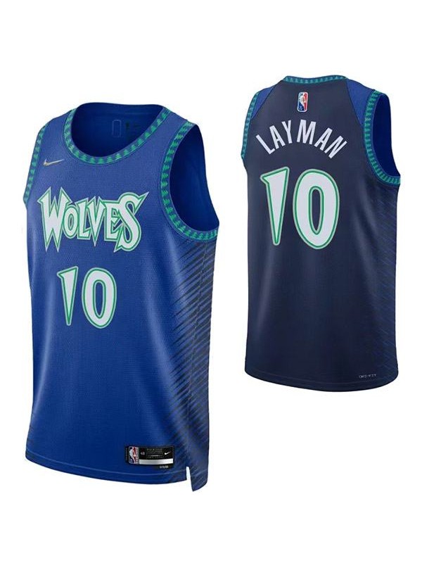 Minnesota Timberwolves 10 Layman jersey blue basketball uniform swingman kit limited edition shirt 2022-2023
