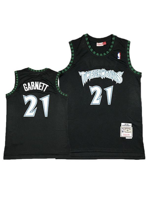 Minnesota Timberwolves Garnett 21 nba basketball swingman retro jersey black limited edition shirt