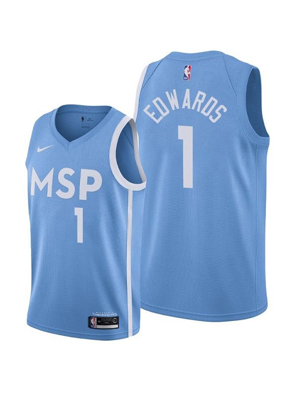 Minnesota Timberwolves jersey 1# Edwards blue basketball uniform swingman limited city edition kit shirt 2022-2023