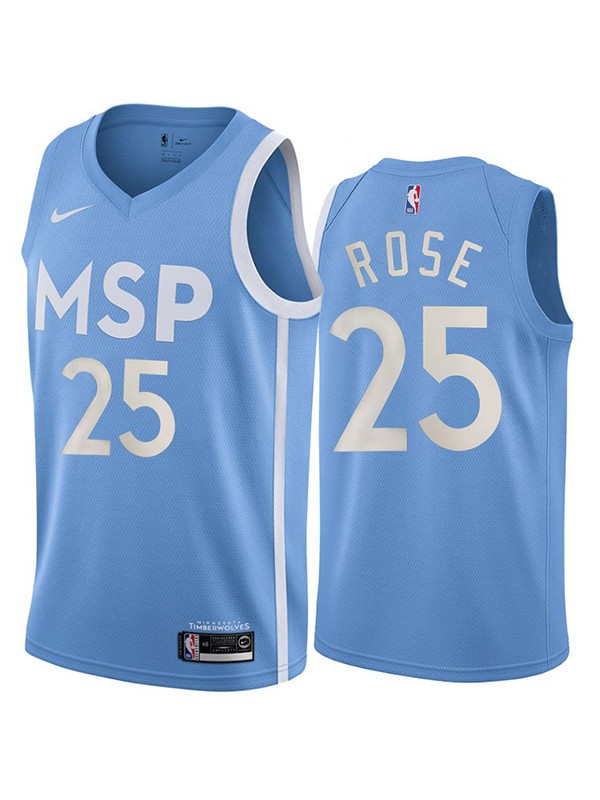 Minnesota Timberwolves jersey city 25# Derrick Rose blue basketball uniform swingman limited city edition kit shirt 2022-2023