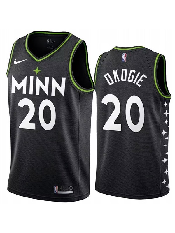 Minnesota timberwolves Josh Okogie 20 city edition jersey men's black swingman uniform basketball vest