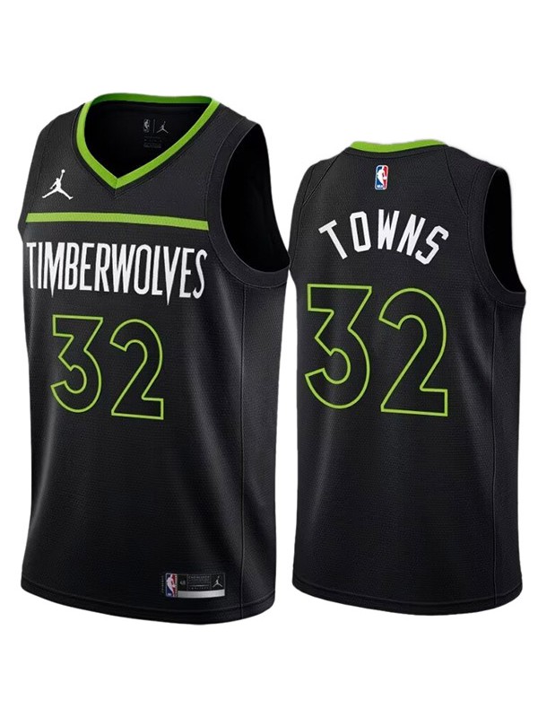 Minnesota timberwolves Karl-Anthony Towns 32 city edition jersey men's black swingman limited uniform basketball vest