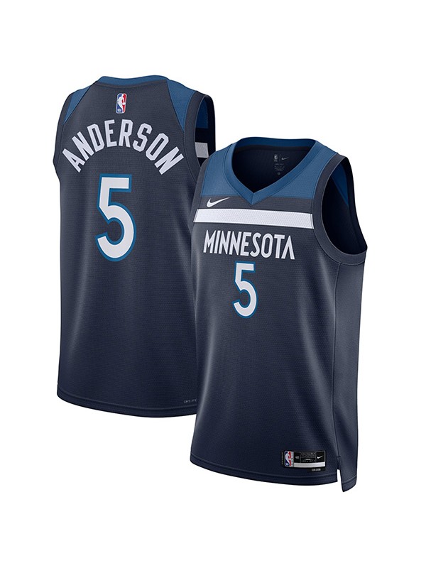 Minnesota Timberwolves Malik Beasley maglia da uomo city 5 uniforme da basket swingman kit in edizione limitata camicia blu scuro 2023