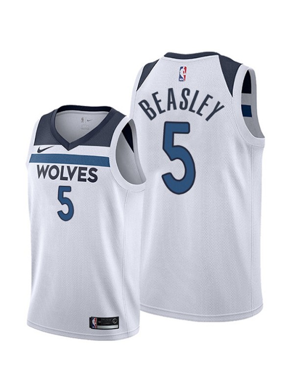 Minnesota Timberwolves Malik Beasley maglia da uomo City 5 uniforme da basket swingman kit in edizione limitata camicia bianca 2023