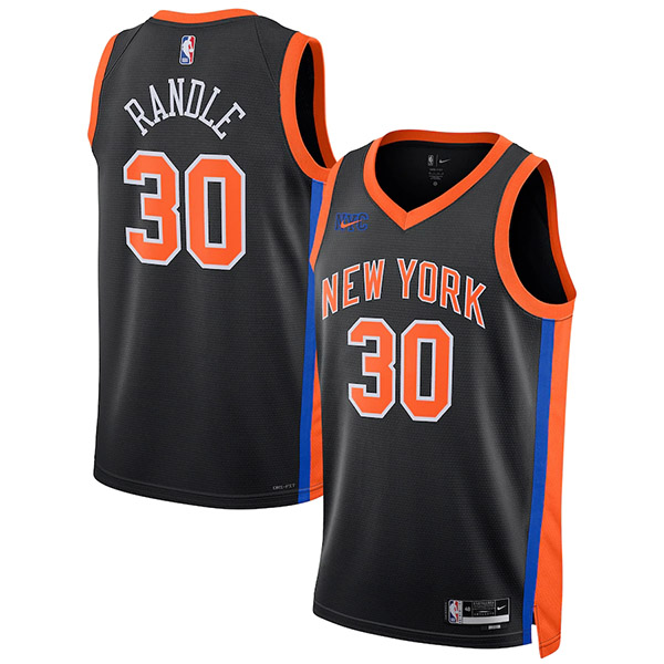 New York Knicks edizione maglia da città dei 30 Randle uniforme da basket da uomo swingman kit camicia blu navy limitata 2022-2023