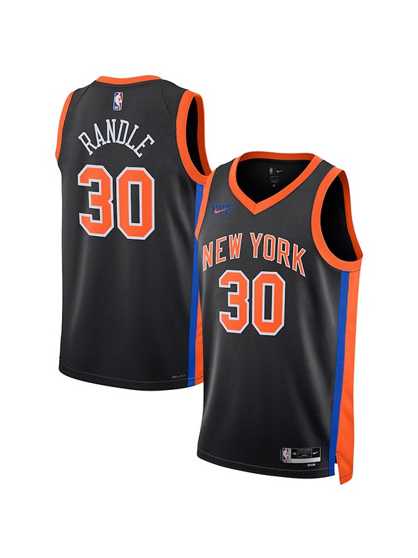 New York Knicks edizione maglia da città dei 30 Randle uniforme da basket da uomo swingman kit camicia blu navy limitata 2022-2023