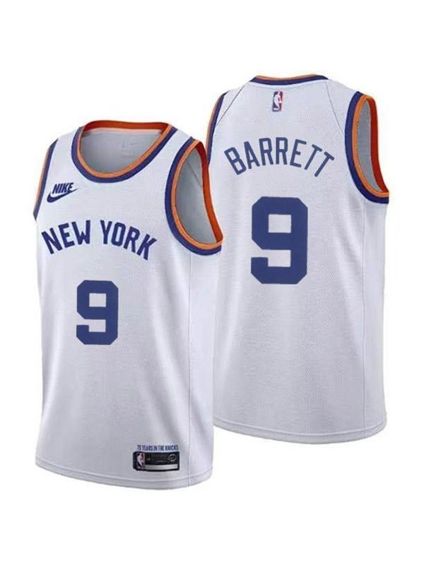 New York Knicks 9 RJ Barrett uniforme da basket city edition maglia bianca limitata swingman kit 2022