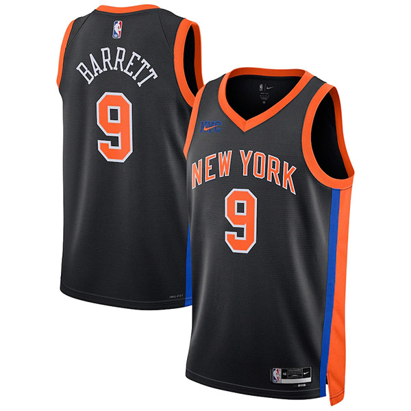New York Knicks 9 RJ Barrett city edition maglia da basket swingman kit limitato maglia navy 2022-2023 