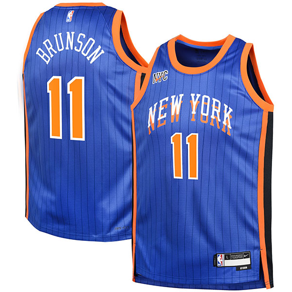 New York Knicks city edition swingman jersey men's 23 blue jalen brunson basketball statement limited vest