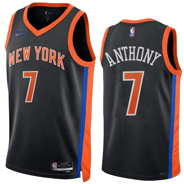 New York Knicks jordan statement edition swingman jersey 7# anthony navy kit men's basketball uniform limited shirt 2022-2023