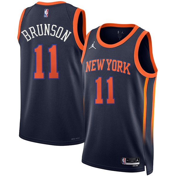New York Knicks jordan statement edition swingman jersey navy brunson kit men's 11# basketball uniform limited shirt 2022-2023