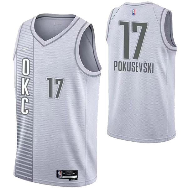 Oklahoma City Thunder 17 Pokusevski jersey gray basketball uniform swingman kit limited edition shirt 2022-2023