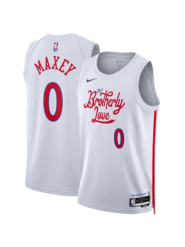 Philadelphia 76ers Tyrese Maxey #0 Dri-FIT swingman jersey men's white brotherly love kit basketball uniform 2022-2023