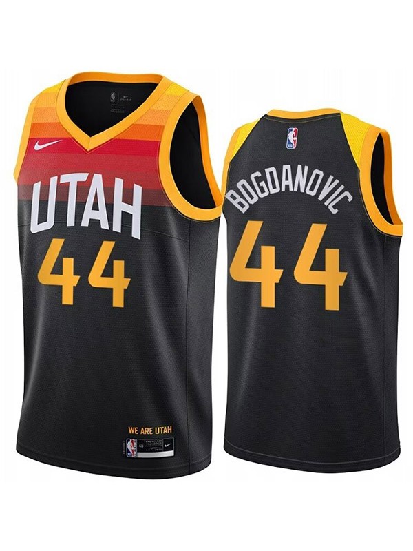 Utah Jazz Bojan Bogdanovic 44 city version jersey men's basketball swingman uniform black edition vest
