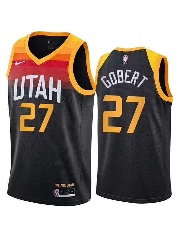 Utah Jazz Rudy Gobert 27 city version jersey men's basketball swingman uniform black edition vest