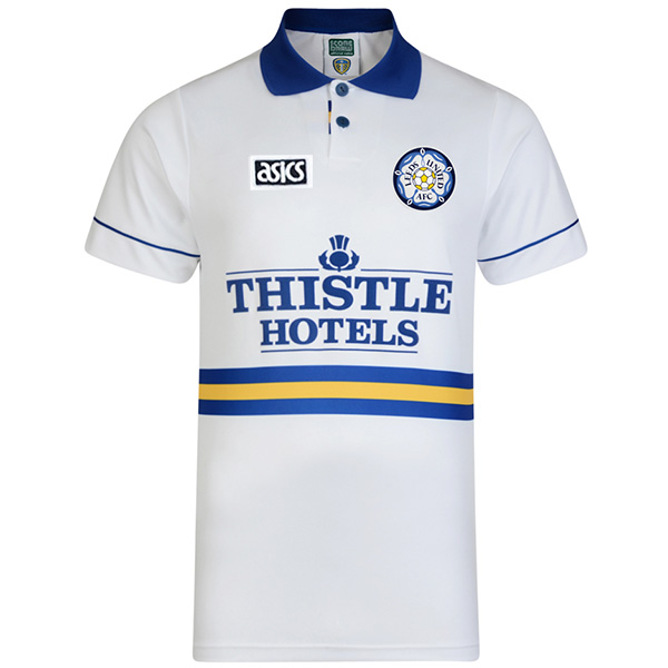 Leeds United maglia storica casalinga del prima maglia bianca da calcio sportiva da uomo