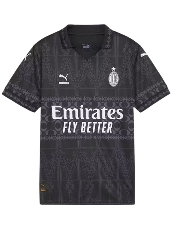 AC Milan x Pleasures maglia autentica divisa da calcio nera da uomo kit da calcio top maglia sportiva 2024-2025