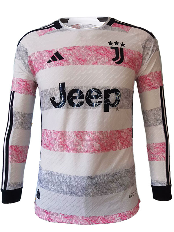 Juventus seconda maglia da calcio per abbigliamento sportivo da uomo in maglia a maniche lunghe da trasferta, seconda maglia da calcio 2023-2024