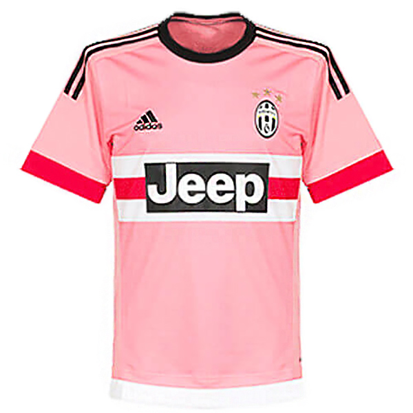 Juventus maglia da trasferta retrò divisa da calcio vintage maglia sportiva da uomo maglietta sportiva da calcio rosa 2015-2016