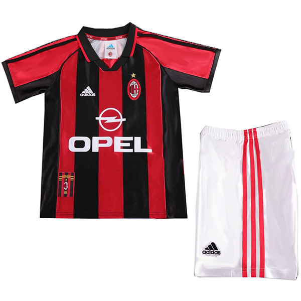 AC milan casa bambini maglia retrò kit calcio bambini vintage prima maglia da calcio mini uniformi giovanili 1998-1999