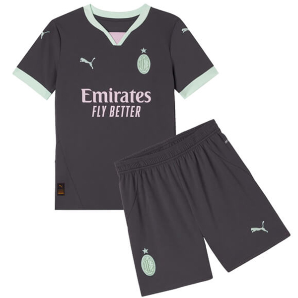 AC milan terza maglia da calcio per bambini kit da calcio per bambini terza maglia da calcio mini uniformi per giovani 2024-2025