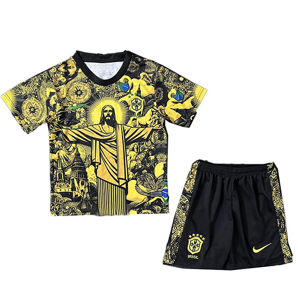 Brazil kit per bambini versione Jesus maglia gialla kit da calcio per bambini mini maglietta da calcio uniformi giovanili 2024-2025