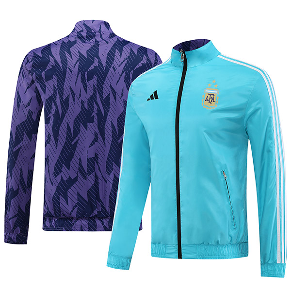 Argentina giacca a vento doppia faccia giacca da calcio abbigliamento sportivo tuta cerniera completa allenamento da uomo viola blu kit cappotto da calcio all'aperto 2023-2024