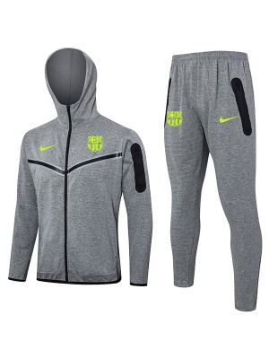Barcelona giacca con cappuccio abbigliamento sportivo da calcio grigio verde tuta da allenamento con cerniera completa kit da allenamento per uomo atletico outdoor uniforme cappotto da calcio 2024-2025