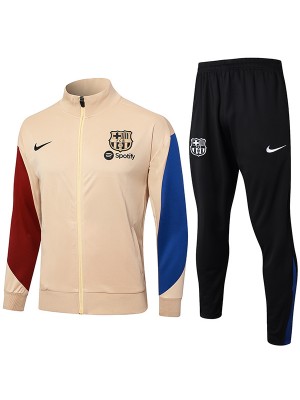 Barcelona giacca da calcio abbigliamento sportivo tuta con cerniera intera giacca da calcio outdoor kit da allenamento oro da uomo 2024-2025