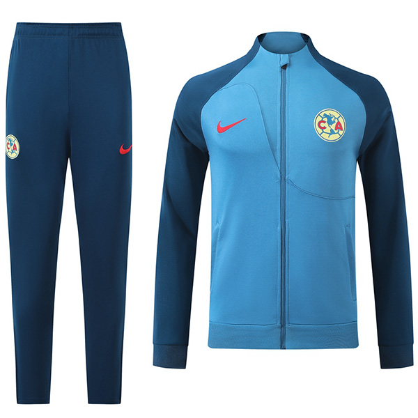 Club América giacca da calcio abbigliamento sportivo tuta da uomo con cerniera intera blu navy kit da allenamento cappotto da calcio outdoor 2024-2025