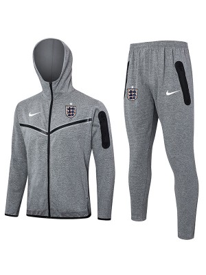England giacca con cappuccio abbigliamento sportivo da calcio tuta grigia tuta da allenamento con cerniera intera kit da allenamento per atletica esterna uniforme da calcio 2024-2025