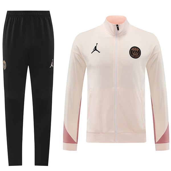 Jordan paris saint-germain giacca da calcio abbigliamento sportivo rosa chiaro tuta nera tuta con cerniera intera kit da allenamento da uomo giacca da calcio all'aperto 2024-2025