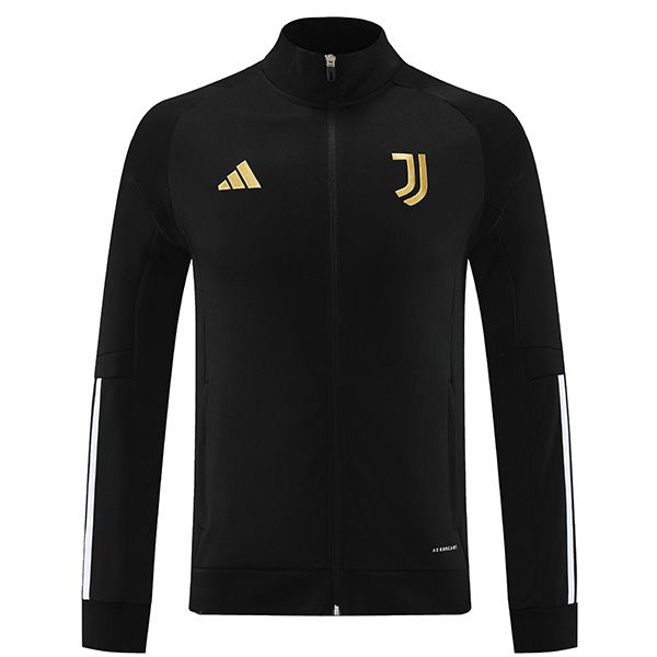 Juventus giacca abbigliamento sportivo da calcio tuta cerniera lunga uniforme nera kit da allenamento per uomo cappotto da calcio outdoor 2023-2024