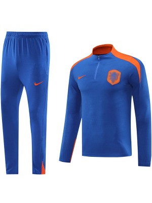 Nethlands giacca da calcio abbigliamento sportivo tuta con cerniera intera Giacca da calcio outdoor kit da allenamento blu da uomo 2024-2025