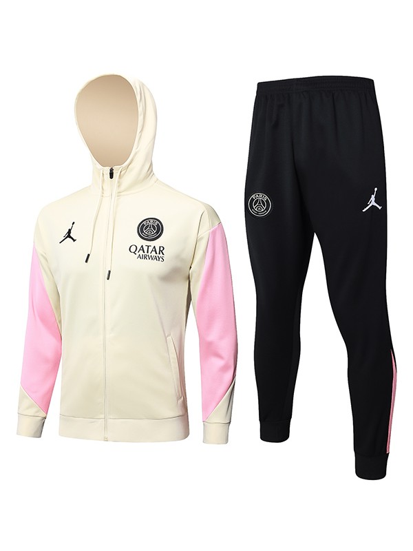 Paris Saint-Germain giacca con cappuccio abbigliamento sportivo da calcio tuta da albicocca con cerniera completa kit da allenamento per uomo atletico outdoor uniforme cappotto da calcio 2024-2025