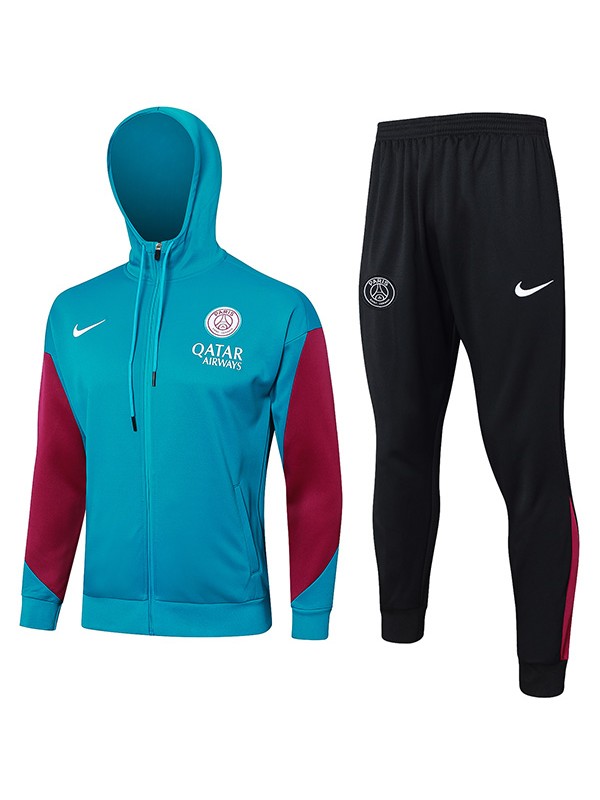 Paris saint-germain giacca con cappuccio abbigliamento sportivo da calcio tuta da ginnastica verde acqua tuta da allenamento completa da uomo kit da allenamento per atletica esterna uniforme da calcio 2024-2025