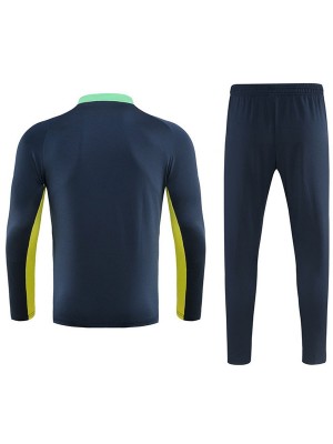 Brazil tuta da calcio pantaloni tuta sportiva set collo uniforme blu scuro abbigliamento da uomo kit allenamento calcio 2023-2024