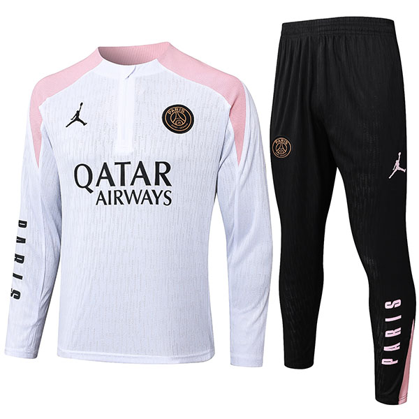 Jordan paris saint-germain tracksuit soccer pants suit sports set half zip necked white pink uniform men's clothes football training kit 2024-2025