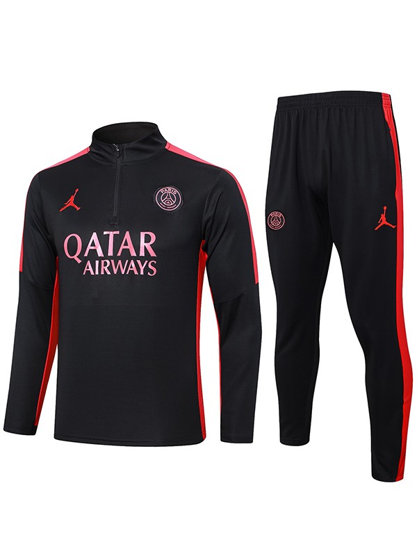 Jordan paris saint-germain tracksuit soccer suit sports set zipper-necked black uniform men's clothes football training kit 2024