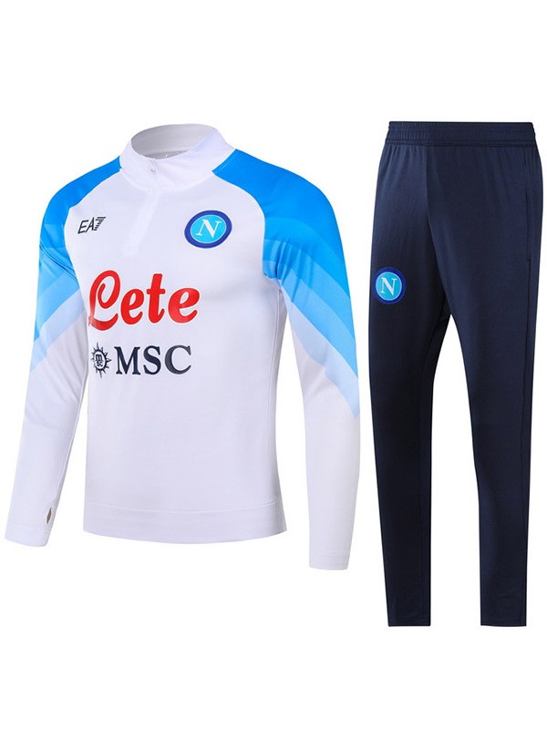 SSC Napoli tuta da calcio tuta sportiva set collo uniforme bianca abbigliamento da uomo kit allenamento calcio 2023-2024