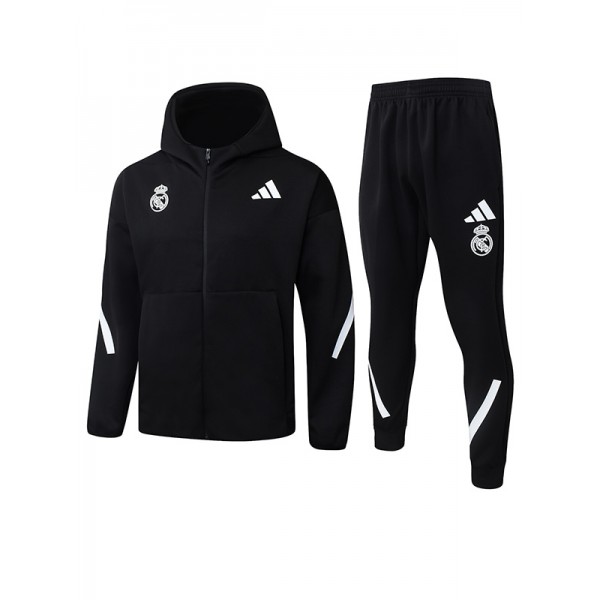 Real madrid hoodie jacket mens all black training tracksuit 2025-2026