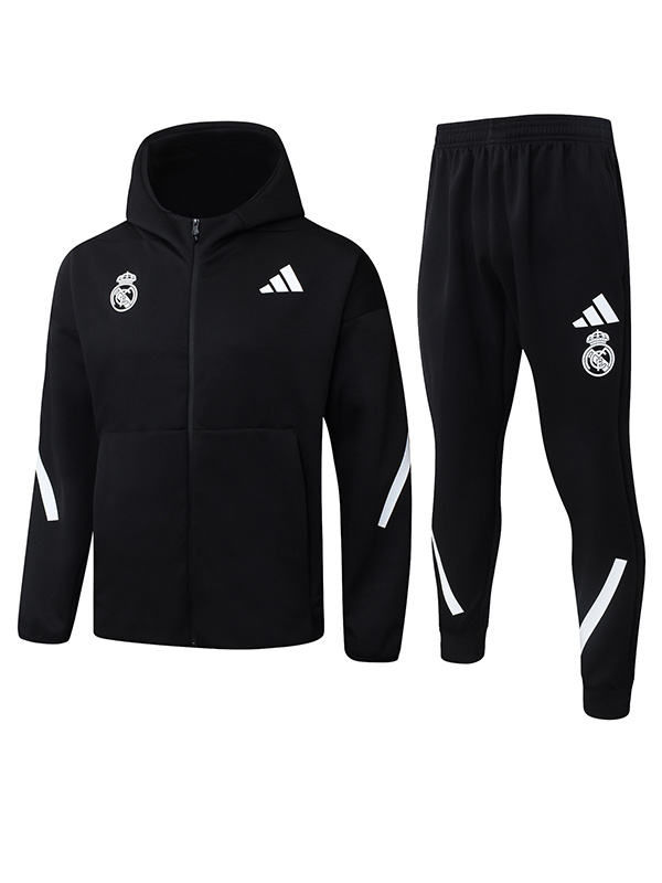 Real madrid hoodie jacket mens all black training tracksuit 2025-2026