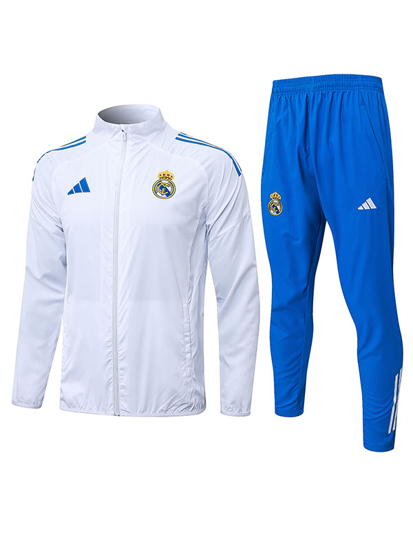 Real madrid windbreaker jacket mens white blue training tracksuit 2025-2026