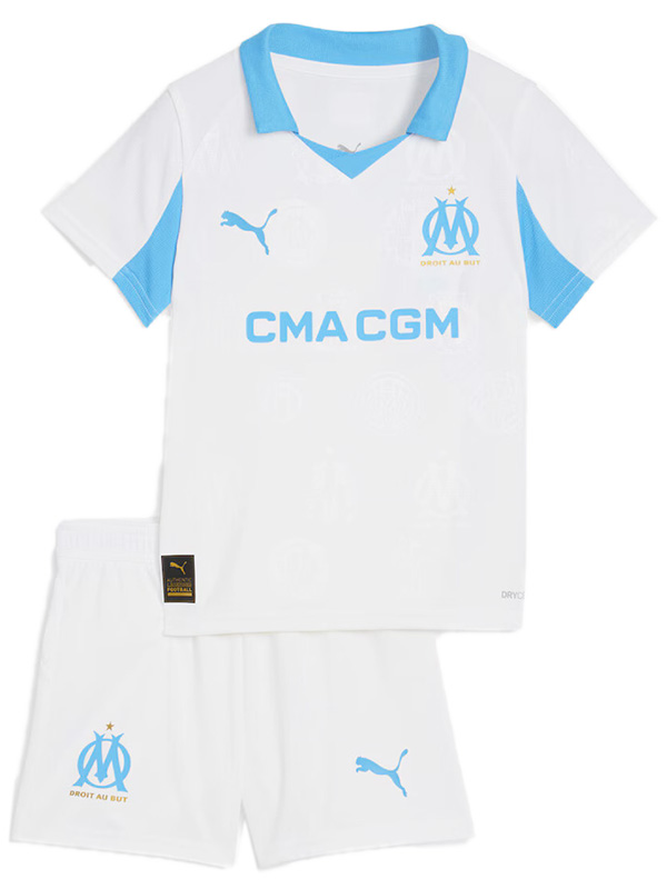 Olympique de Marseille home kids kit childrens jersey 2025-2026